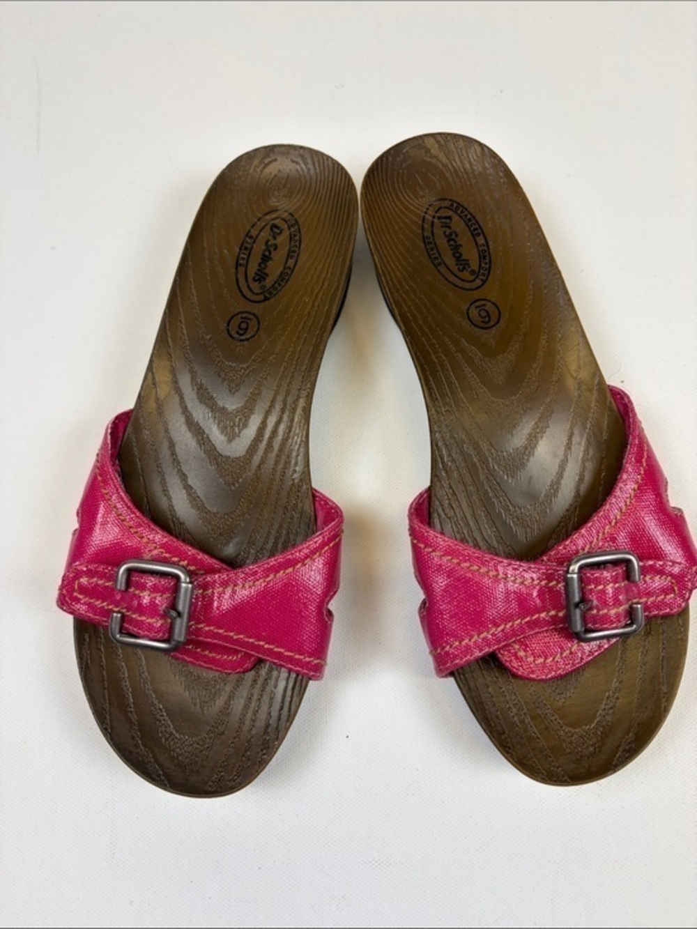 DR SCHOLL’S ADVANCED COMFORT PINK BUCKLE SLIDE SANDALS SIZE 6